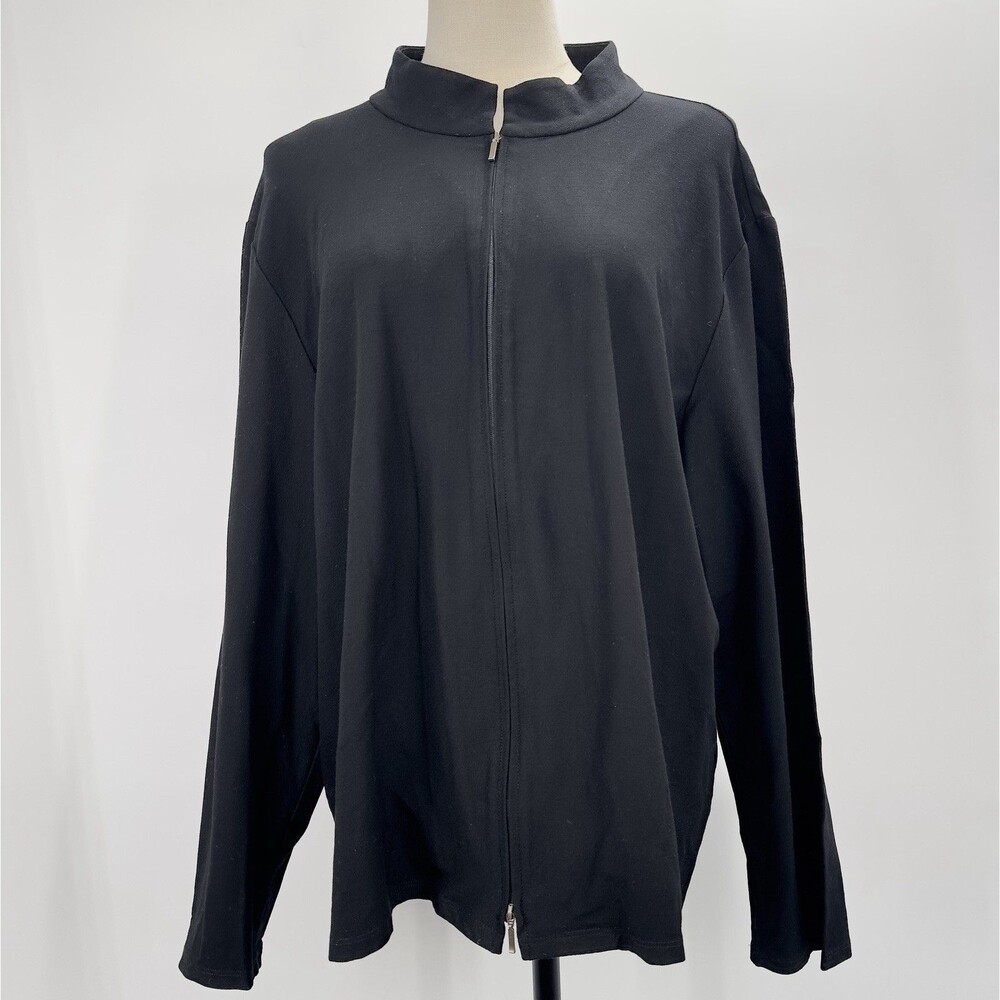 Eileen Fisher Jacket Washable Stretch Crepe The System Full Zip 1X Plus Black